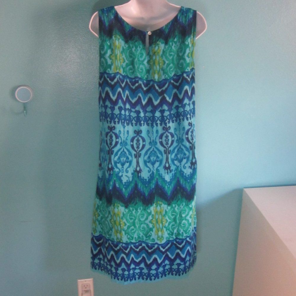 R&K Vintage 80's Womens Size M / L A-line Rayon Tank Sundress Blue Tie Dye Print - Picture 5 of 10